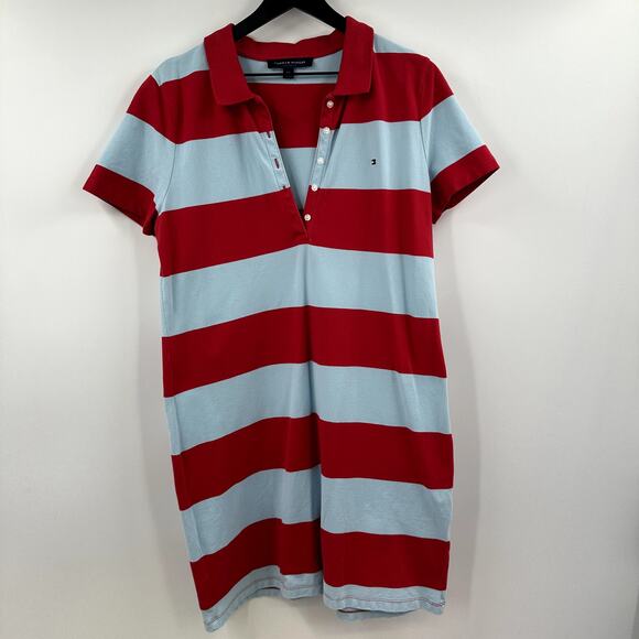 Tommy Hilfiger 90s Y2k Striped Rugby Short Dress Size Large - Picture 1 of 6